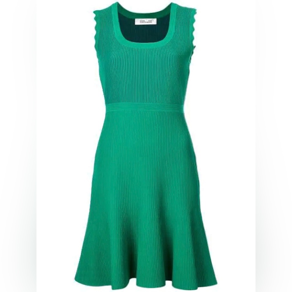 DVF Adi flared ribbed-knit mini dress